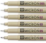 Sakura Pigma Micron Permanent Pens - Various Sizes - Black - 6/Set - 20702-2069