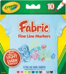 Crayola Non-Toxic Line Marker Set for Fabric, Fine Tip, Set of 10 - 1466264