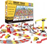 Snap Trax Construction Set, STEM, Bendable LED Race Tracks and LED Toy Trucks Construction Set with Light Up Race Tracks and 2 Light Up Toy Cars, 247 Pieces
