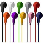Bulk Earbuds Headphones Individually Bagged 50 Pack 6 Assorted Colors For Schools, Libraries, Hospitals