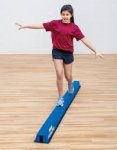 Simple step portable foam gymnastics balance beam.  Durable vinyl cover.  4"w top and 6" w non slip base.  94"L, folds in half. - 10711