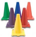 12" Color my class game cones.  Flexible PVC cones.  Set of 6 different colors. - 1093452