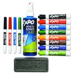 Expo Dry Erase Kit - 4 Fine Point, 8 Chisel Tip Assorted Colors, Eraser and Cleaning Solution, Portable Case