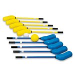 MAC-T Polo Set, includes (Rubber Coated Foam Sticks) 6 Blue Sticks, 6 Yellow Sticks, 2 7" Foam Balls