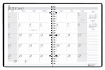 14 Month Academic Monthly Planner, 8-1/2 X 11", Black
