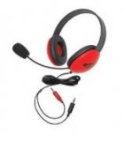 First Stereo Listening Headphone with Mic. - Califone 2800-RDT - AV, Red