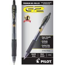 Pilot G2-10, BOLD, Retractable Gel Pens, BLACK
