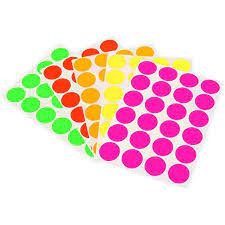 Dot Stickers, ChromaLabel 3/4 Inch Permanent Round Color Code, 5 Assorted Colors, 1200 Variety Pack, 24 Labels per Sheet, Fluorescent