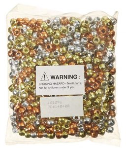 School Smart Pony Bead, Gold/Silver/Copper, Pack of 500
